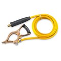 Trystar Premium Welding Cable 1/0 Yellow  10 FT  Black Male 2MPC / 300A Pipe-Style Copper Ground Clamp TSWC10YW10-BKM-CGC3